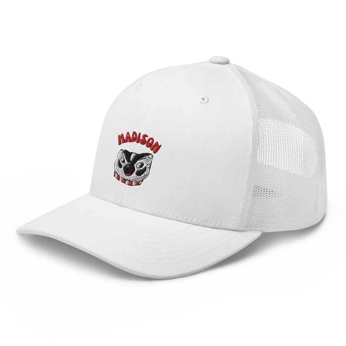 Madison Wisconsin Badgers vintage snapback hat - white front