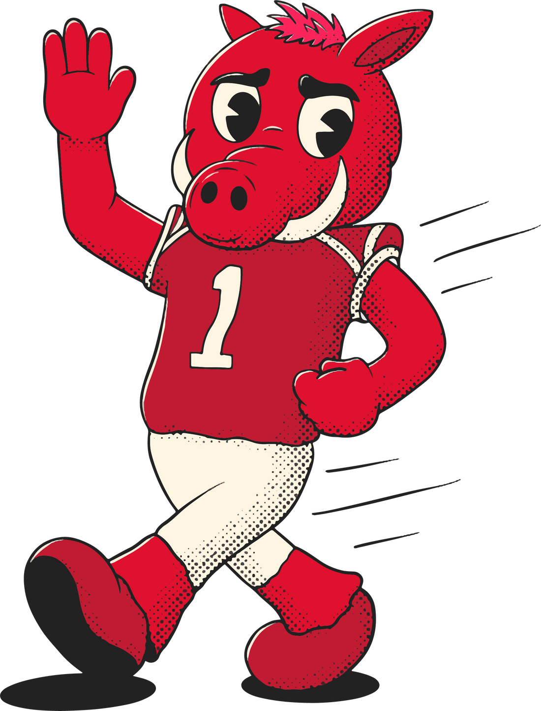 Vintage Fayetteville Razorbacks mascot illustration