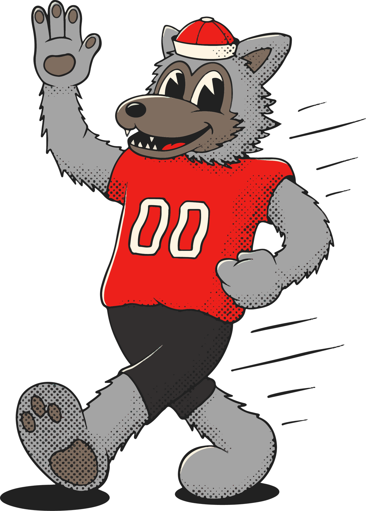 Vintage Raleigh Wolfpack mascot illustration