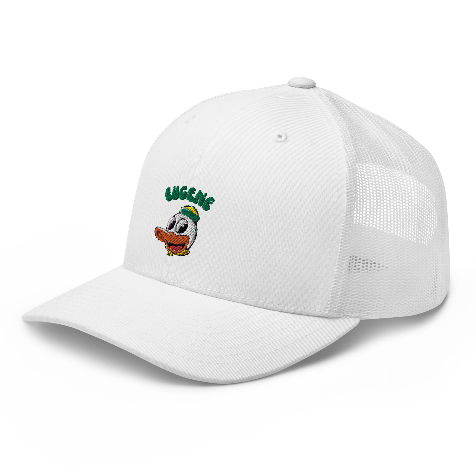 Eugene Oregon Ducks vintage snapback hat - white front