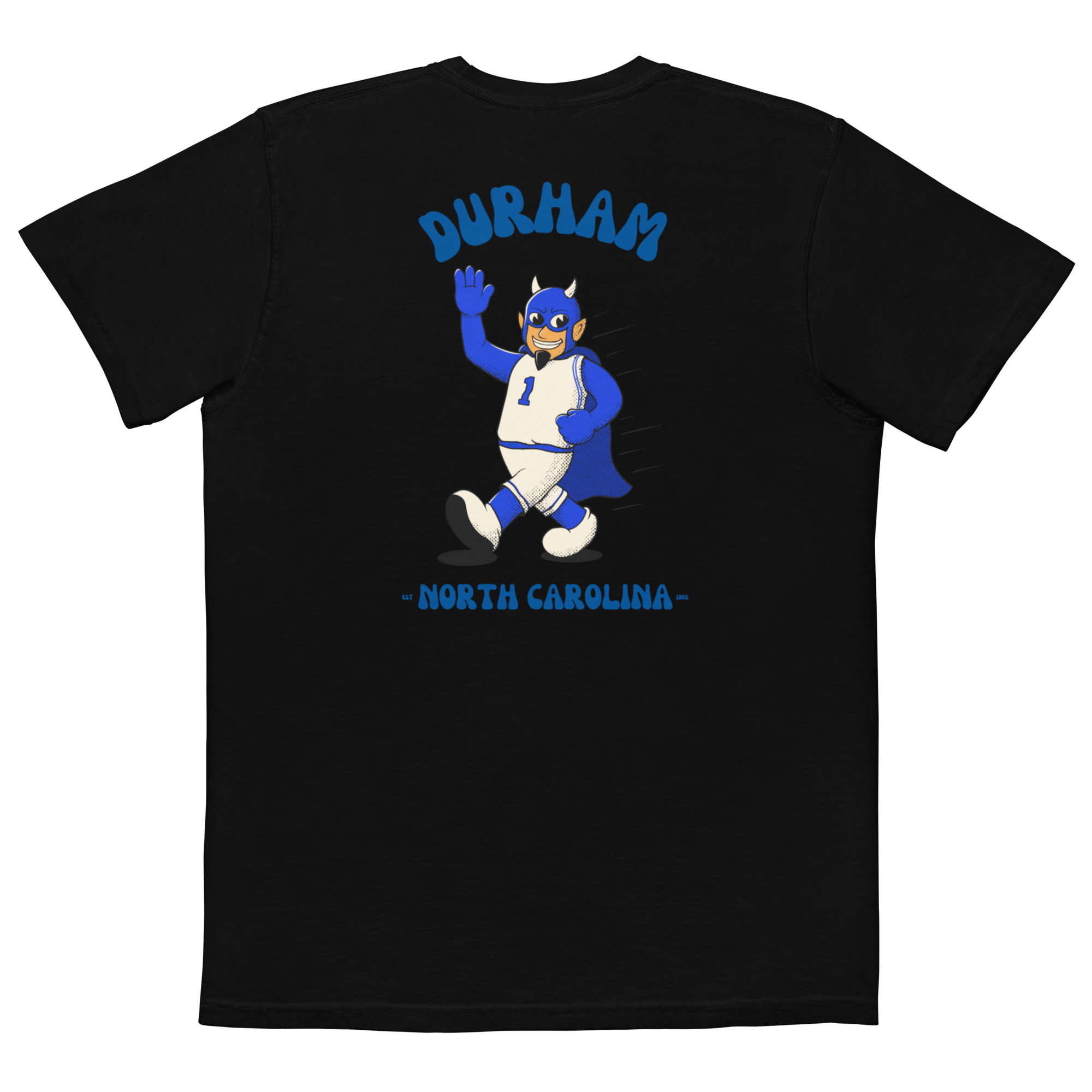 Durham Duke Blue Devils vintage pocket t-shirt - black back