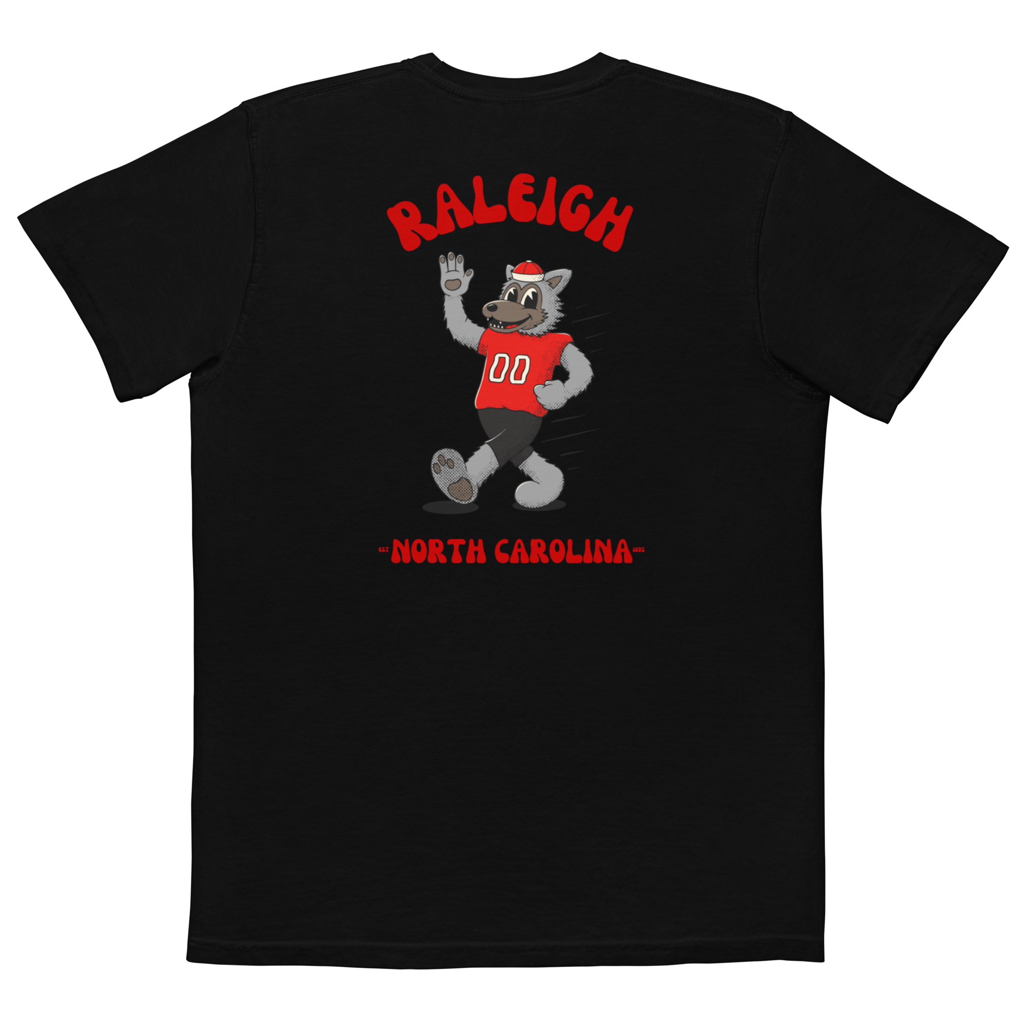 Raleigh NC State Wolfpack vintage pocket t-shirt - black back
