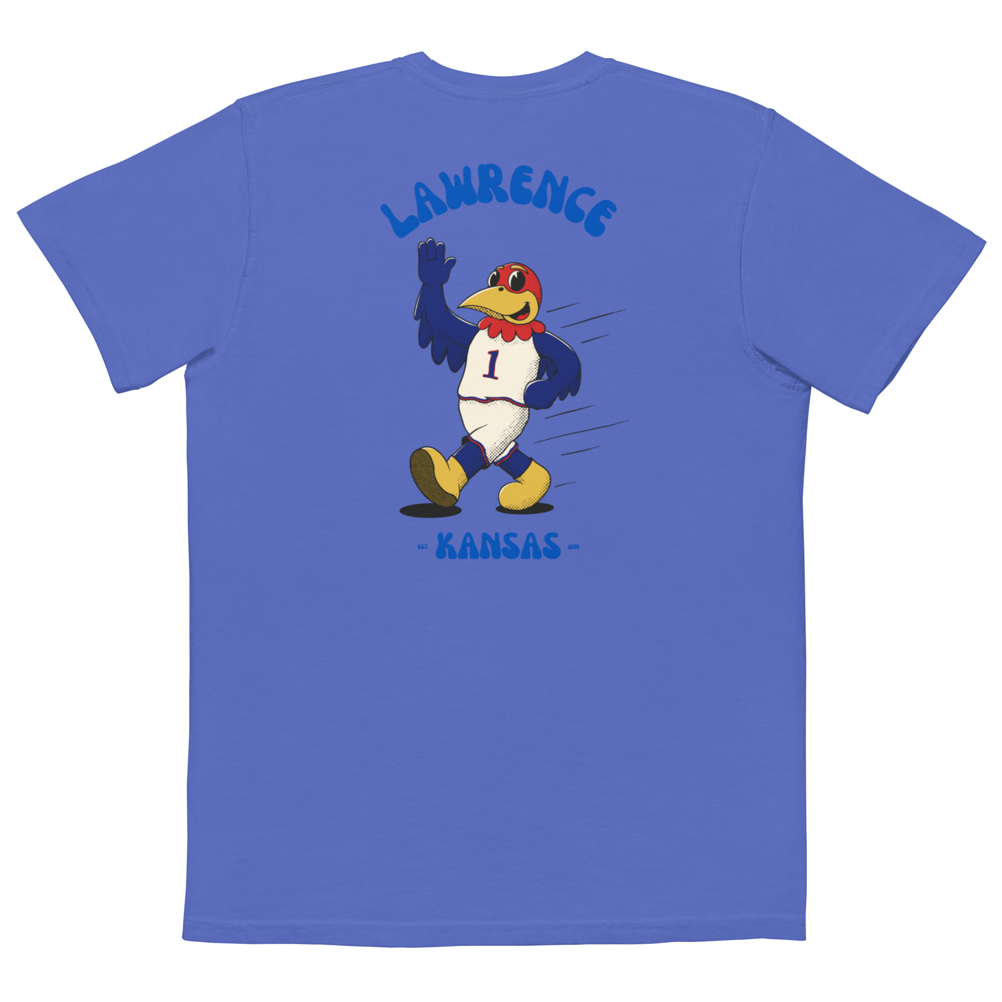 Lawrence Kansas Jayhawks vintage pocket t-shirt - blue back