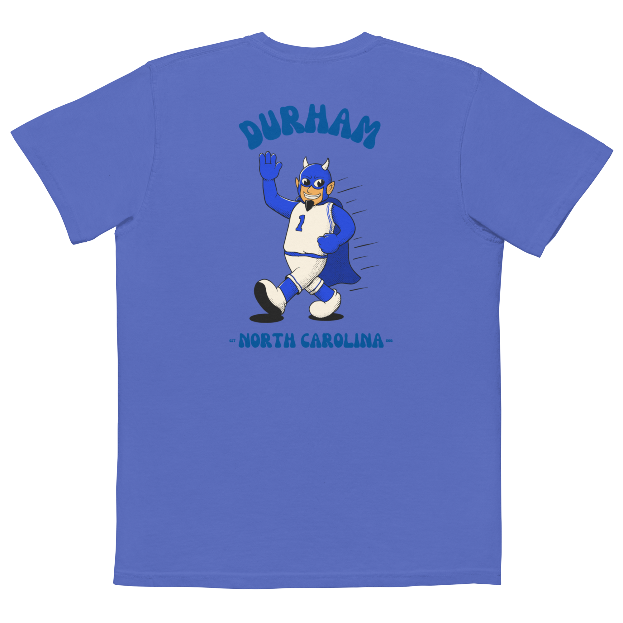 Durham Duke Blue Devils vintage pocket t-shirt - blue back