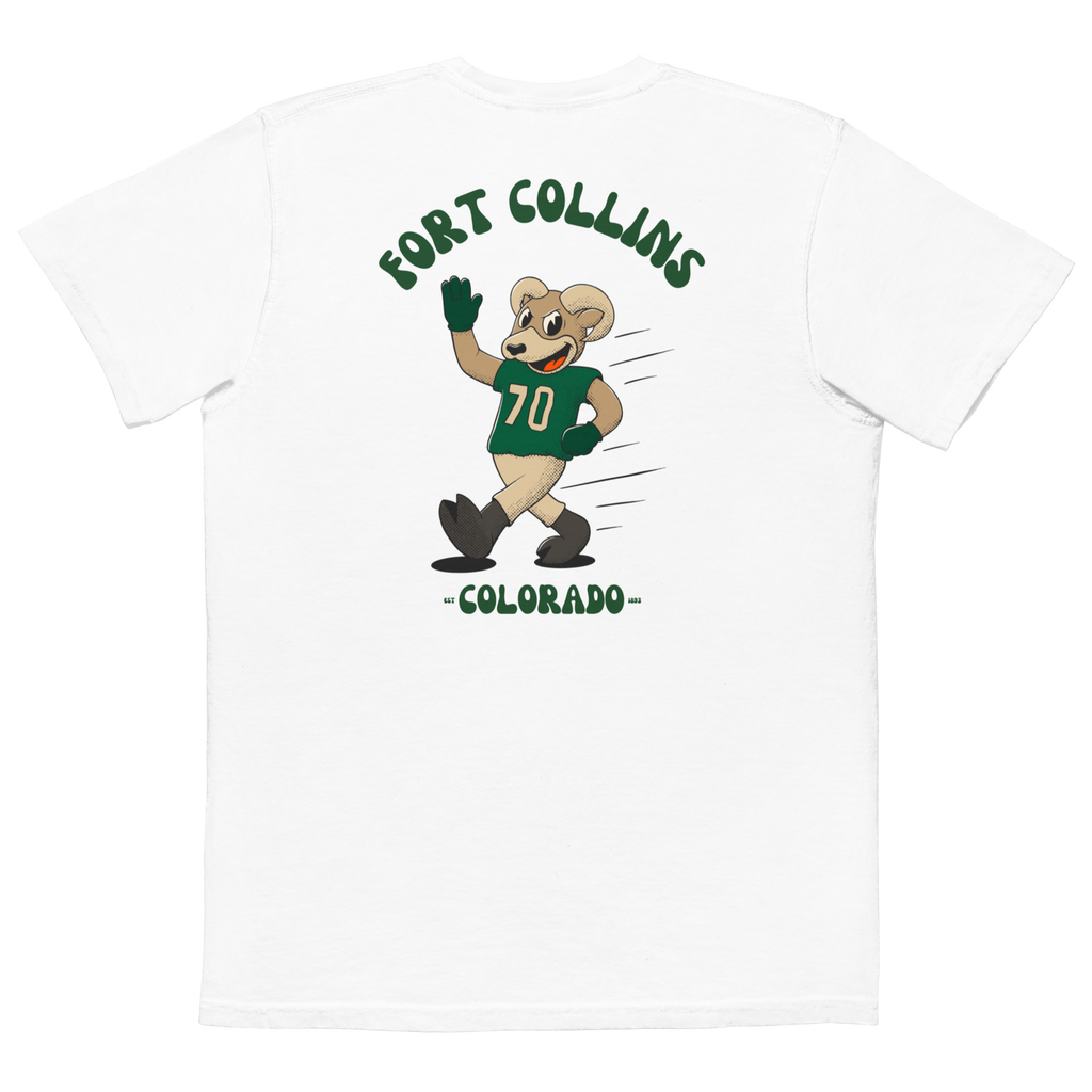 Fort Collins Colorado State Rams vintage pocket t-shirt - white back