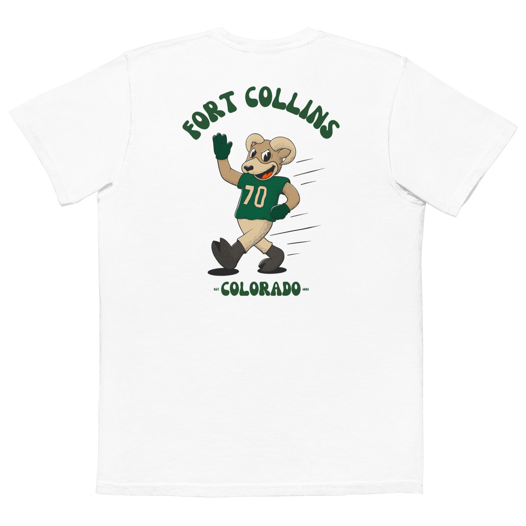 Fort Collins Colorado State Rams vintage pocket t-shirt - white back
