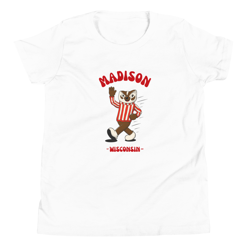 Madison Wisconsin Badgers vintage youth t-shirt - white front
